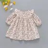 Vestido para Meninas 2021 Primavera e Outono Novo Estilo Coreano Vestido Floral Bebê Manga Flare Vestido Longo Estilo Floresta Tendência Outono Novo Modelo