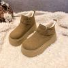 Zapatos Burkham de suela gruesa para aumentar la altura, zapatos de mujer, botas de nieve cálidas con forro polar, zapatos acolchados de algodón, botas Martin cortas de invierno nuevas 2024