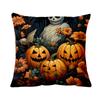 Funda de Almohada de Calabaza de Terror de Halloween Divertida Decorativa para el Hogar Sofá Funda de Cojín Felpa Corta Funda de Almohada