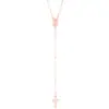 Popular Collar Largo de Cadena con Colgante de Cruz para Mujer Europeo y Americano, Joyería de Moda para Pascua, Colgante Sexy de Retrato con Borla