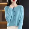 Suéter de Lana Listo para Usar de Una Línea Cárdigan de Punto para Mujer Suéter Adelgazante Abrigo Otoño e Invierno Base Cuello Redondo Manga Larga Top Holgado