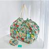 Bolsa de Compras Plissada Estilo Japonês Desenho Animado Verde com Botão de Pressão Ultra Leve Portátil Bolsa de Ombro para Viagem