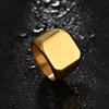 Venta caliente europea y americana al por mayor anillo cuadrado de moda de acero inoxidable ángulo de corte brillante placa de luz grande anillo para hombre con letras