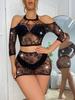 TZ140 Amazon Comércio Exterior Nova Manga Hot Drilling Sexy One-piece Mesh Split Hip Saia