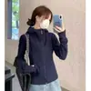 Sudadera con capucha fina composite Huamian para mujer, cárdigan de otoño con cremallera, top deportivo versátil para yoga, moderno y versátil