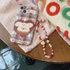 Corrente de celular de miçangas frescas de verão chaveiro miçangas feitas à mão expressão fofa bolsa pingente ccd decoração