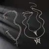 Colar de Anjo Rosa Borboleta Multicamadas Estilo Harajuku Europeu e Americano Celebridade da Internet Estilo Japonês e Coreano Personalizado Hip Hop