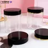 Yuzhuang En Stock Botella Transparente de PET de Boca Ancha con Tapa Negra de 300ml Tarro de Plástico Sellado de 500ml para Frutas Secas, Galletas y Suplementos Alimenticios