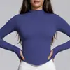 Chamarra deportiva de color liso, ajustada, de alta elasticidad, transpirable, con cuello alto y cierre, para mujer, para deportes, correr, fitness y yoga