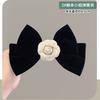 Pasador de Pelo Camelia de Terciopelo Vintage Negro Rojo de Alta Gama Clip Superior Lazo Fragancia Barroco Tocado para Mujer