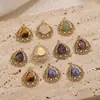 Acero Inoxidable Europeo y Americano Piedra Natural Vintage Hueco Colgante Gota de Agua Accesorios Hechos a Mano DIY Accesorios para Joyería de Collares y Pendientes