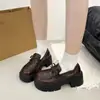 Zapatos Pequeños de Cuero Estilo Retro Británico para Mujer 2026 Primavera y Otoño Nuevo Estilo Mocasines con Lazo y Punta Redonda Zapatos de Moda con Suela Gruesa