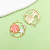 1 Nuevo Colgante de Aleación con Goteo de Aceite Rosa Serie Concha de Ballena Oceánica Colgante Pulsera DIY Accesorios de Joyería