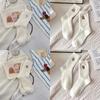 Calcetines de Terciopelo Australiano con Bordado de Lazo para Mujer Otoño e Invierno con Forro Polar Calcetines Gruesos Cálidos para Dormir Calcetines Lindos Suaves Cerosos de Piel para Mujer