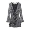 Comercio Exterior 2026 Otoño Nuevo Estilo Europeo y Americano Moda Femenina Sexy Chica Caliente Vestido de Malla de Seda Estampado 5039846