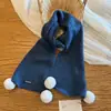 Bufanda larga casual de cuatro bolas para niños combinada con una bufanda de hilo tejido para niños y niñas, calentador de cuello de bebé de invierno cálido con pompón
