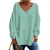 Otoño e Invierno Nuevo Ropa de Mujer de Comercio Exterior Transfronterizo Europeo y Americano Color Sólido Cuello Manga Larga Holgado Casual Cómodo Camiseta Top