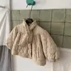Jaqueta Infantil Feminina Estilo Coreano Roupa Infantil 26 Temporada Outono/Inverno Macia Fofa Padrão de Bolinhas Onduladas Cachecol de Renda Cardigã Roupas de Algodão