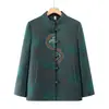 Abrigo de otoño de la abuela, ropa para mujeres de mediana edad y mayores, chaqueta nueva estilo chino Tang suit, blusa de cuello alto para madre, ropa para señora mayor