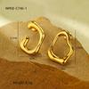 Brincos Assimétricos em Aço Titânio Banhado a Ouro 18K Novos Simples e da Moda Versátil High-End Produto Quente Europeu e Americano Venda Atacado de Brincos