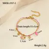 Pulsera Trenzada de Cuerda Estilo Ins Oceánico Europeo y Americano Pulsera de Acero Inoxidable Chapada en Oro de 18K Pez Pequeño Incrustado con Circonita Joyería de Mano