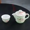 Yue Ruide Cerámica Una Olla Dos Tazas Color Bajo Vidriado Taza para Té de Burbujas Celadón Tetera Casera con Filtro Asa Lateral Olla de Agarre Manual