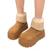 Botas de nieve gruesas para mujer que aumentan la altura, para personas menudas, nuevo modelo otoño e invierno 2026, zapatos de algodón estilo Birkenstock con punta de mango, felpa y engrosados