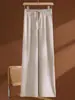 Pantalones de Punto 100% Lana Pura de Pierna Ancha para Mujer, Otoño/Invierno de Cintura Alta Favorecedores, Caída Recta, Largo hasta el Suelo, Casual