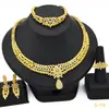 Joyería de Dubái chapada en oro de 24k traje de joyería nupcial collar pendientes Oriente Medio Dubái oro joyería de boda juego de cuatro piezas