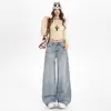 Jeans de pierna ancha de moda para mujer con estampado de rayo naranja juvenil, corte holgado, adelgazantes, únicos, modernos, versátiles, pantalones de longitud hasta el suelo