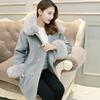 Leche de Papaya Invierno Nueva Llegada Estilo Coreano Elegante Moderno Adelgazante Cuello Grande de Lana Algodón Doble Botonadura Abrigo de Lana Tendencia Mujeres