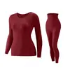 Conjunto Térmico Sem Costura de Manga Longa para Outono e Inverno para Mulheres, Autoaquecimento Modelador Emagrecimento Moldagem Corporal Tops e Calças Térmicas