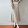 26 Novo Elegante Tricô 100% Lã Outono/Inverno Saia Cauda de Peixe para Mulheres, Cintura Alta Emagrecedora Saia Longa Evasê