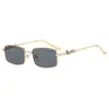 Gafas de Sol Cuadradas de Metal Elegantes de Gama Alta Europeas y Americanas con Estampado de Leopardo Personalidad Retro Moda para Ciclismo Protección Solar Gafas de Sol Transfronterizas