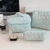 Bolsa de Maquiagem Verde Menta com Bolinhas, Grande Capacidade, Bolsa de Armazenamento de Maquiagem de Algodão Acolchoado Estilo Ins, Bolsa de Higiene Pessoal Portátil para Viagem