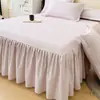 Falda de Cama de Algodón Cepillado Engrosado de Invierno Pieza Única Algodón Grado A Color Sólido Cubierta de Falda de Cama para Ocultar Imperfecciones con Borde de Falda