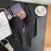 Deseo Puro Top de Tubo Camisola de Espina de Pescado para Chica Caliente Ajustado Versátil Irregular Plisado Sexy Top con Almohadilla para el Busto