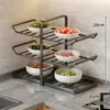 Estante Multifuncional para Preparación de Alimentos de Cocina, Plato Lateral y Estante de Almacenamiento de Platos, Estante de Múltiples Niveles para Frutas y Verduras en Encimera del Hogar