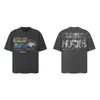 Saint Vintage Streetwear Americano Camiseta Holgada Vtg de Manga Corta para Hombre Camiseta Estampada Letra Retrato Camiseta Street