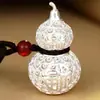 Pingente de Cabacinha Prateado Estilo Chinês Vintage com Corda, Colar de Cabacinha da Sorte com Filigrana Floral e o Caractere para Fortuna, Tendência Nacional para Atacado