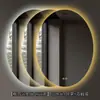 Espejo de baño inteligente de forma ovalada con retroiluminación LED, adecuado para baños de hotel; espejo de maquillaje antivaho; personalizable