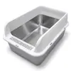 Caixa de areia para gatos de aço inoxidável transfronteiriça, anti-respingo, com tampa, vaso sanitário para gatos com entrada superior, semi-fechada, caixa de areia para animais de estimação extra-grande