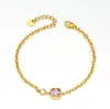 Pulsera para Mujer de Acero Inoxidable Morado con Incrustaciones de Circonita, Moda Creativa, Lujo Ligero, Gama Alta, Versátil para el Día a Día, Acero de Titanio