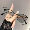 Gafas Fotocromáticas Estilo Europeo y Americano TikTok Ojo de Gato Moda Anti Luz Azul Marco de Metal Liso Gama Alta Estudiante Miopía