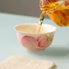 Xícara de chá de cerâmica Miyan, tamanho grande para uso doméstico, pêssego rosa pintado à mão, xícara de chá pessoal para beber chá, xícara de chá do conjunto de chá kung fu
