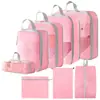 Set de 10 Bolsas de Almacenamiento de Viaje de Compresión Cuidadosamente Seleccionadas, Bolsa de Almacenamiento de Malla con Cordón para Empacar por Separado, Bolsa Organizadora para Equipaje, Maquillaje y Artículos de Tocador