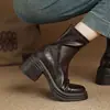 Botines franceses para mujer, otoño e invierno, suela gruesa, suela suave, tacón grueso, tacón alto, no cansan los pies, botas adelgazantes, tallas grandes 41 a 43
