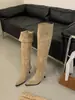 Botas largas de tacón de aguja plegables de gamuza con punta fina estilo coreano, de doble uso, modernas y elegantes, para mujer, con cremallera lateral