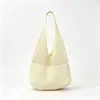 Nova Bolsa de Palha Grande Capacidade para Verão, Bolsa de Praia Tecida, Bolsa de Praia de Tricô com Flores, Bolsa Tote Elegante de Ombro Único para o Dia a Dia