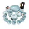 Conjunto de Chá Kung Fu Ruyao com Gaiwan Esmaltado Verde-Água, Cerâmica, Adequado como Lembrança para Hotéis, Bancos, Corporações e Reuniões Anuais do Dia Nacional